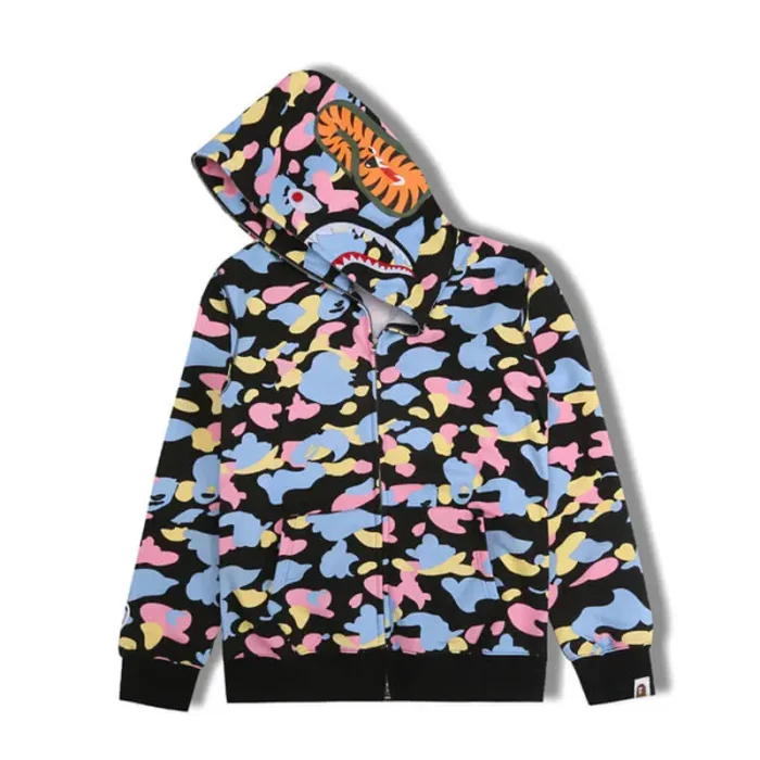 Bape Tiger Shark Wide Full Zip Double Hoodie