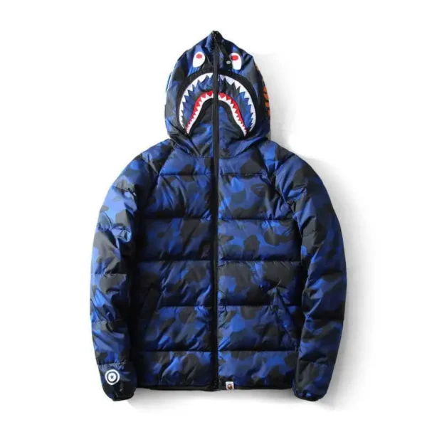 Blue Bape Shark Hooded Jacket